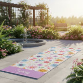 Purple Blue Pink Boho Wildflower Personalized ヨガマット