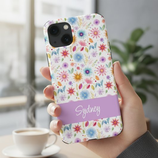 Purple Blue Pink Boho Wildflower Personalized  Case-Mate iPhoneケース
