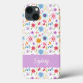 Purple Blue Pink Boho Wildflower Personalized  Case-Mate iPhoneケース (裏面)