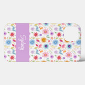 Purple Blue Pink Boho Wildflower Personalized  Case-Mate iPhoneケース (裏面 (横))
