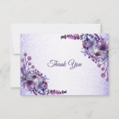 Purple Blue Pink Floral Glitter Elegant Wedding サンキューカード (正面)