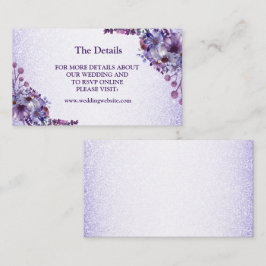 Purple Blue Pink Floral Glitter Wedding Detail エンクロージャーカード