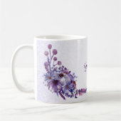 Purple Blue Pink Floral Glitter Wedding Party コーヒーマグカップ (左)