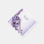 Purple Blue Pink Floral Glitter Wedding Party スタンダードカクテルナプキン (角)