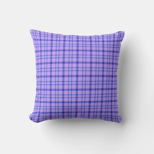 Purple Blue Plaid Classic Pattern Bright クッション (正面)
