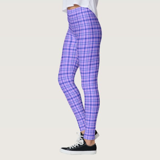 Purple Blue Plaid Classic Pattern Bright レギンス (左)