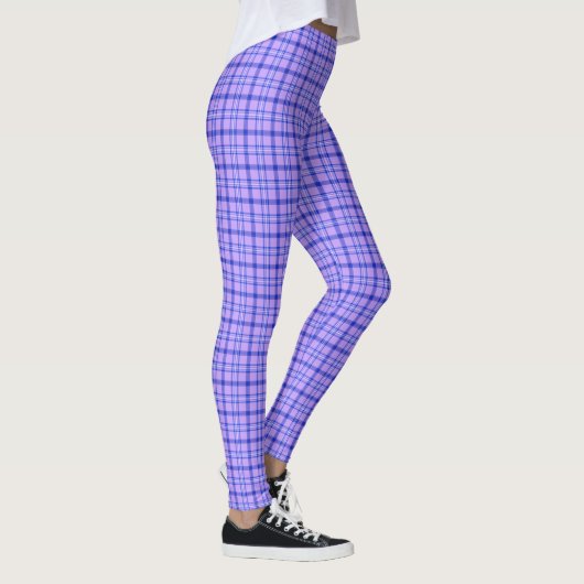 Purple Blue Plaid Classic Pattern Bright レギンス (右)