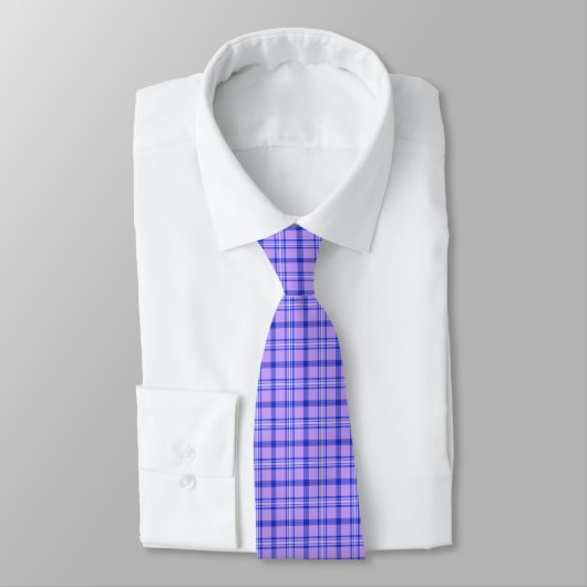 Purple Blue Plaid Classic Pattern Bright Neck Tie ネクタイ (タイ)