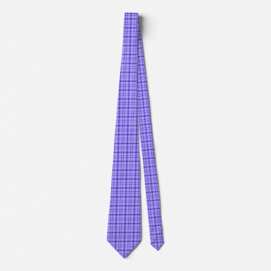 Purple Blue Plaid Classic Pattern Bright Neck Tie ネクタイ (正面)