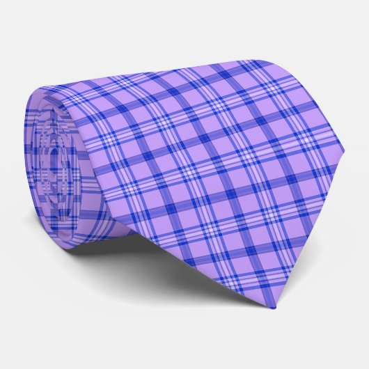 Purple Blue Plaid Classic Pattern Bright Neck Tie ネクタイ (ロール)