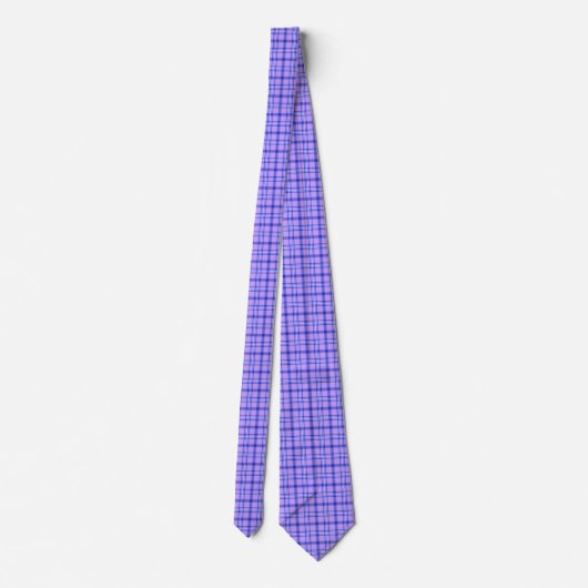 Purple Blue Plaid Classic Pattern Bright Neck Tie ネクタイ (裏面)