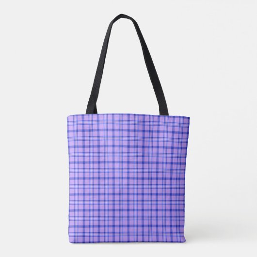 Purple Blue Plaid Classic Pattern Bright Tote Bag トートバッグ (裏面)