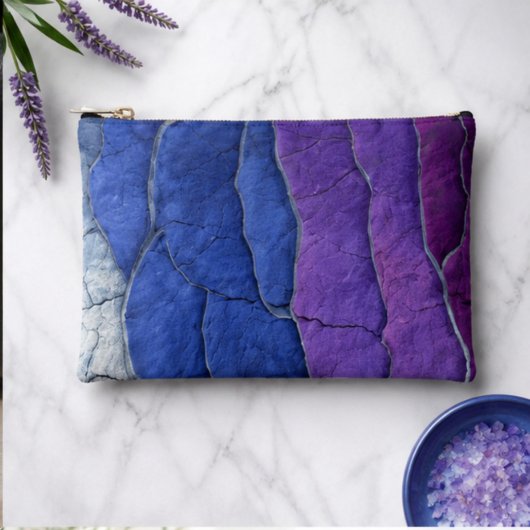 Purple Blue Silver Abstract Crackle Luxury Geode アクセサリーポーチ