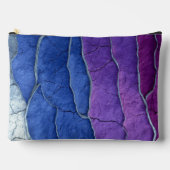 Purple Blue Silver Abstract Crackle Luxury Geode アクセサリーポーチ (正面)