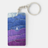 Purple Blue Silver Abstract Crackle Luxury Geode キーホルダー (裏面)