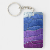 Purple Blue Silver Abstract Crackle Luxury Geode キーホルダー (正面)