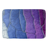 Purple Blue Silver Abstract Crackle Luxury Geode バスマット (正面)
