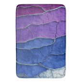 Purple Blue Silver Abstract Crackle Luxury Geode バスマット (正面縦)