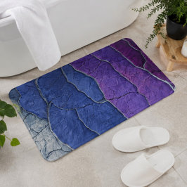 Purple Blue Silver Abstract Crackle Luxury Geode バスマット