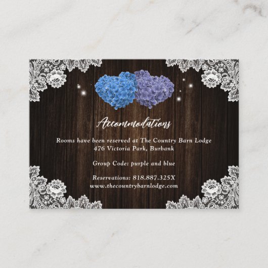 Purple Blue Wedding Hotel Accommodation Card エンクロージャーカード (正面)