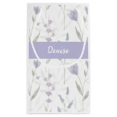 Purple Blue Wildflower Watercolor Monogram Name スモールペーパーバッグ (裏面)