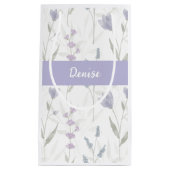 Purple Blue Wildflower Watercolor Monogram Name スモールペーパーバッグ (正面)