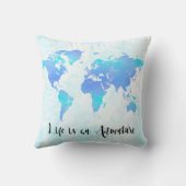 Purple & Blue World Map Life is an Adventure クッション (裏面)