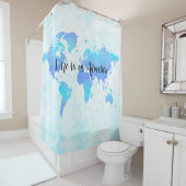 Purple & Blue World Map Life is an Adventure シャワーカーテン (インサイチュ)
