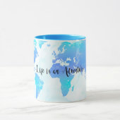 Purple & Blue World Map Life is an Adventure マグカップ (中央)