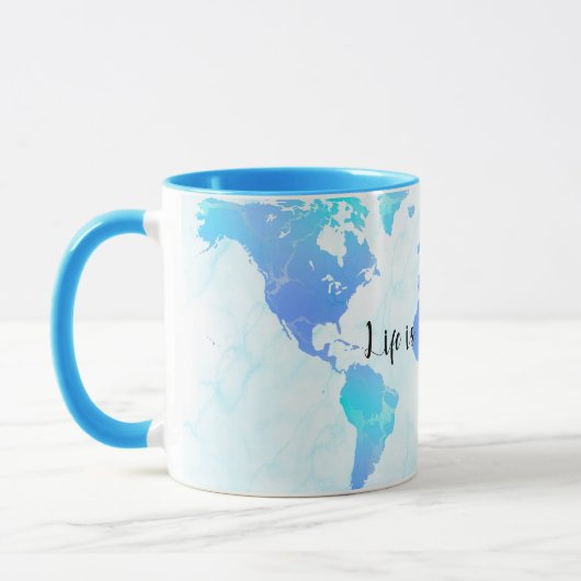 Purple & Blue World Map Life is an Adventure マグカップ (左)