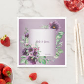 Purple Blush Floral Geometric Greenery スタンダードランチョンナプキン (インサイチュ)