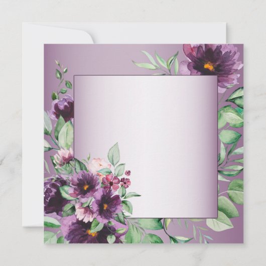 Purple Blush Floral Geometric Greenery Wedding 招待状 (裏面)