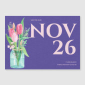 Purple & Blush Floral Wedding Save the Date (正面)