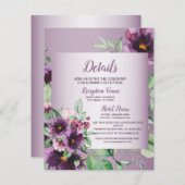 Purple Blush Flowers Geometric Greenery Detail エンクロージャーカード (正面/裏面)