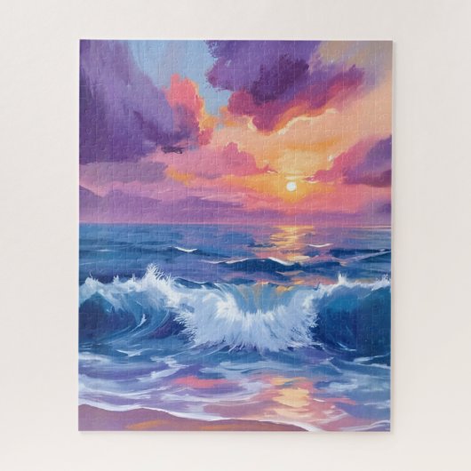 Purple Blush Sunset | Ocean Glimmer Watercolor ジグソーパズル (縦)