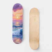 Purple Blush Sunset | Ocean Glimmer Watercolor スケートボード (正面)