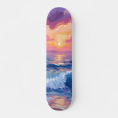 Purple Blush Sunset | Ocean Glimmer Watercolor スケートボード (正面)