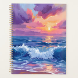 Purple Blush Sunset | Ocean Glimmer Watercolor プランナー手帳