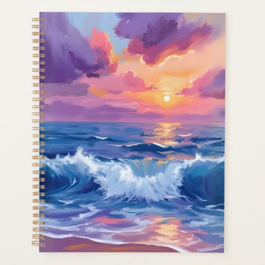 Purple Blush Sunset | Ocean Glimmer Watercolor プランナー手帳 (正面)