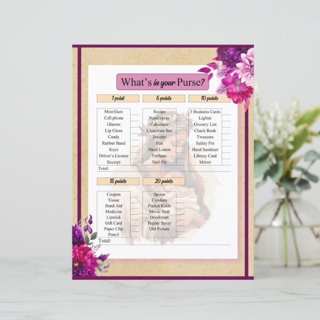 Purple Boho Baby Shower What in your Whopings Game (スタンド正面)