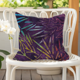 Purple Boho Batik Foliage Pattern アウトドアクッション