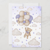 Purple Boho Bear Girl Baby Shower 招待状 (裏面)