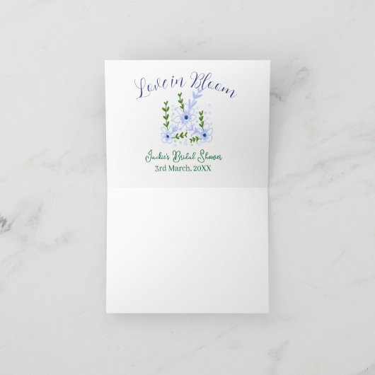 Purple boho love in Bloom bridal shower name retro サンキューカード (内部)