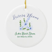 Purple boho love in Bloom bridal shower name retro セラミックオーナメント (裏面)