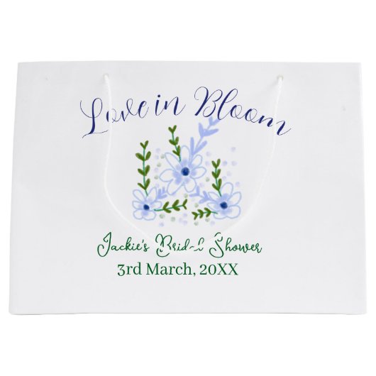 Purple boho love in Bloom bridal shower name retro ラージペーパーバッグ (正面)