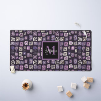 Purple Boho Monogram Name  デスクマット