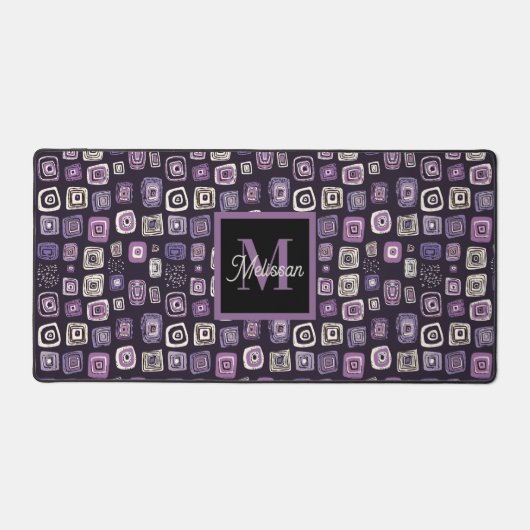 Purple Boho Monogram Name  デスクマット (正面)