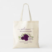 Purple Boho Roses Elegant Wedding Welcome トートバッグ (裏面)