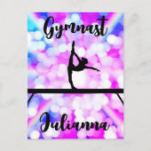 Purple Bokeh Blast Gymnastics Beam Personalized ポストカード (正面)