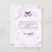 Purple Book Stack Wildflowers Butterflies Script サンキューカード (裏面)